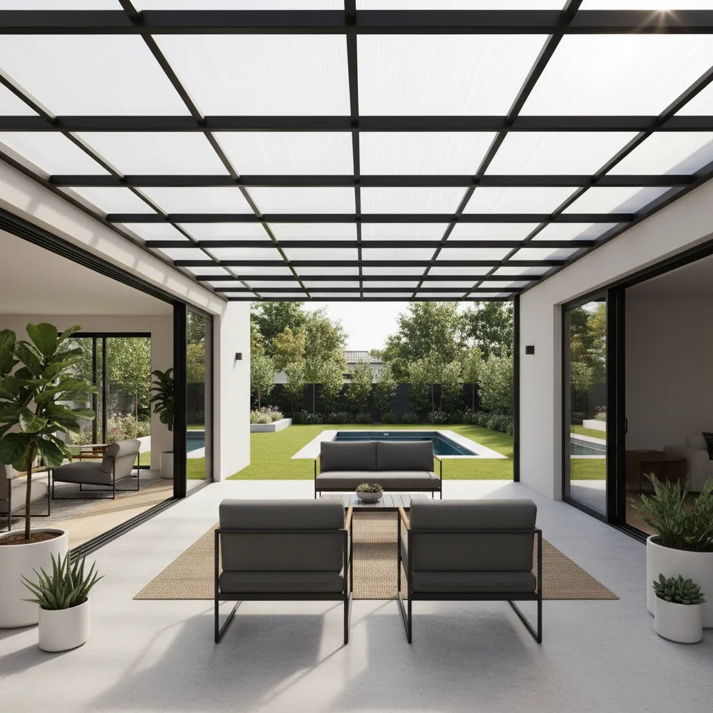 patio moderno con techo de policarbonato