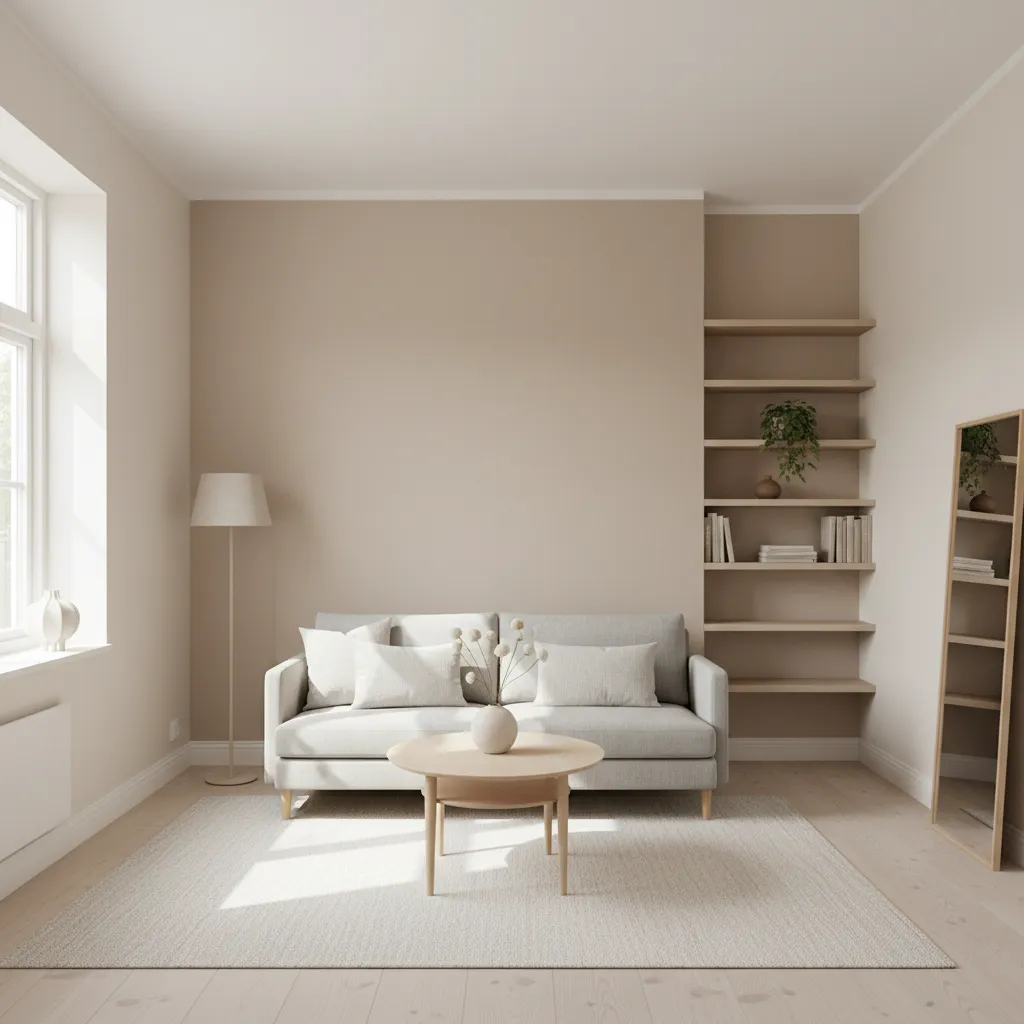 Habitación pequeña pintada con tonos claros para ampliar visualmente el espacio