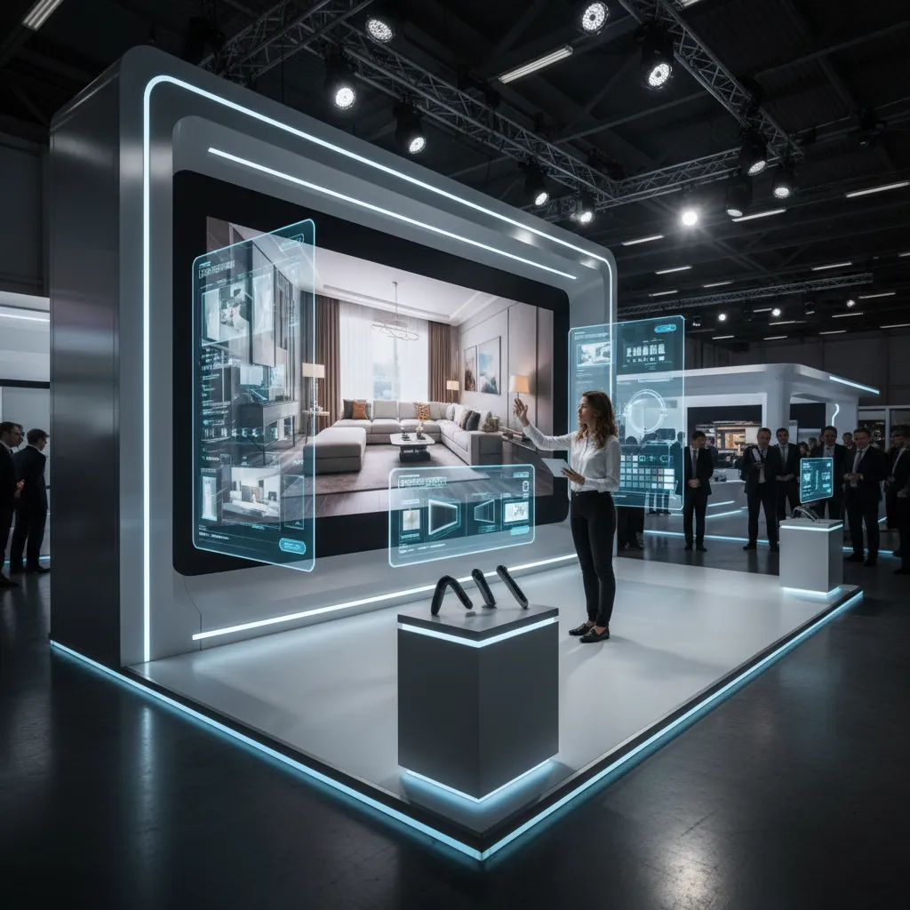 Demostración de software de diseño interior en un evento profesional