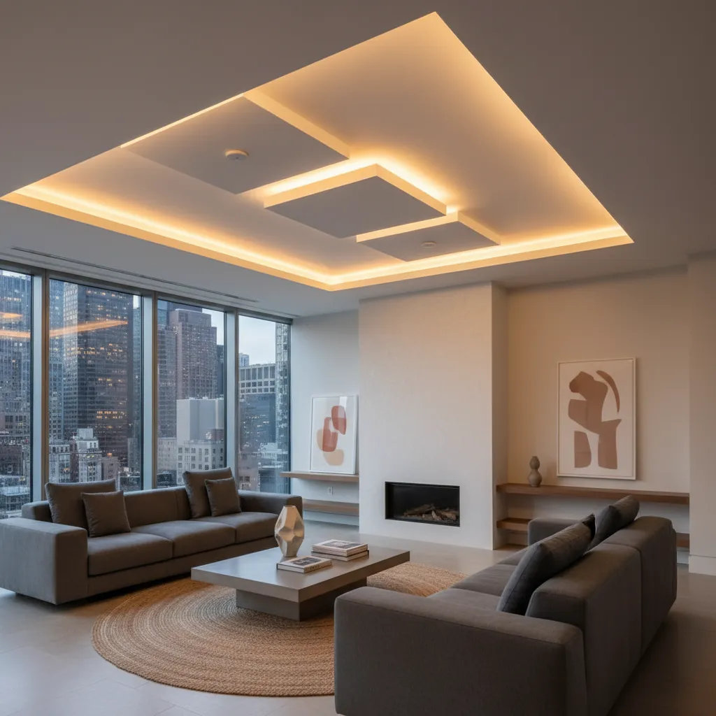 Interior moderno con iluminación inteligente integrada