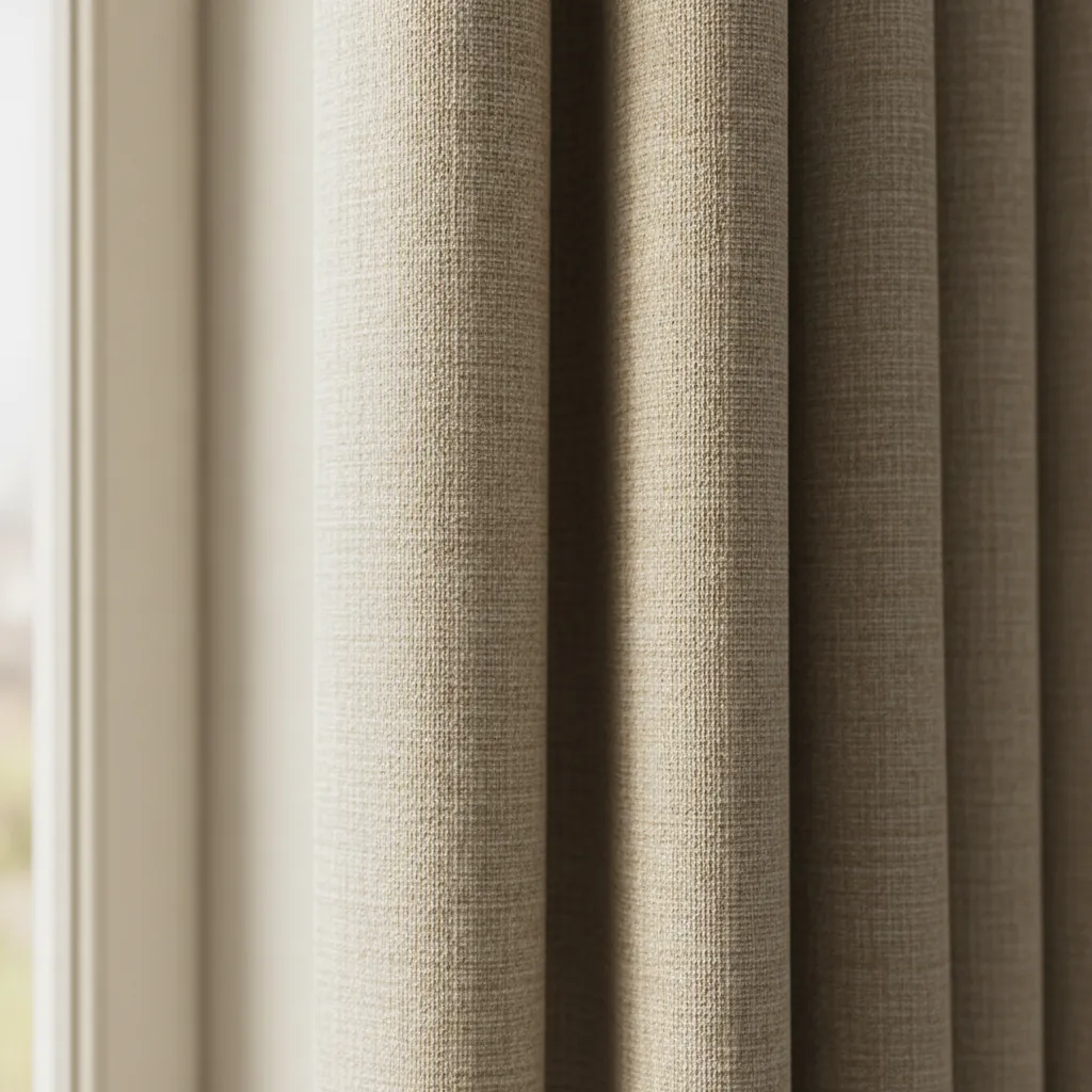 Detalle de tejido de lino utilizado en cortinas de diseño