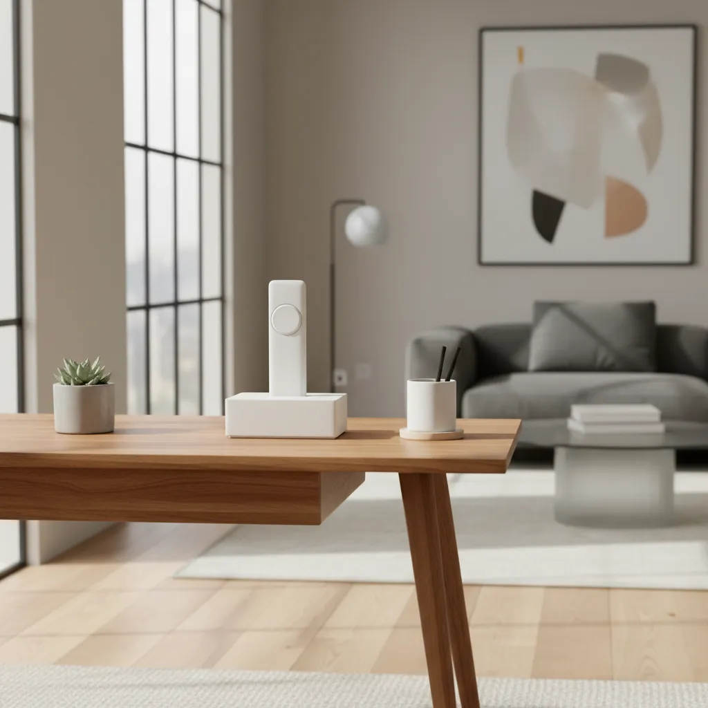 Teléfono inalámbrico minimalista en un interior moderno