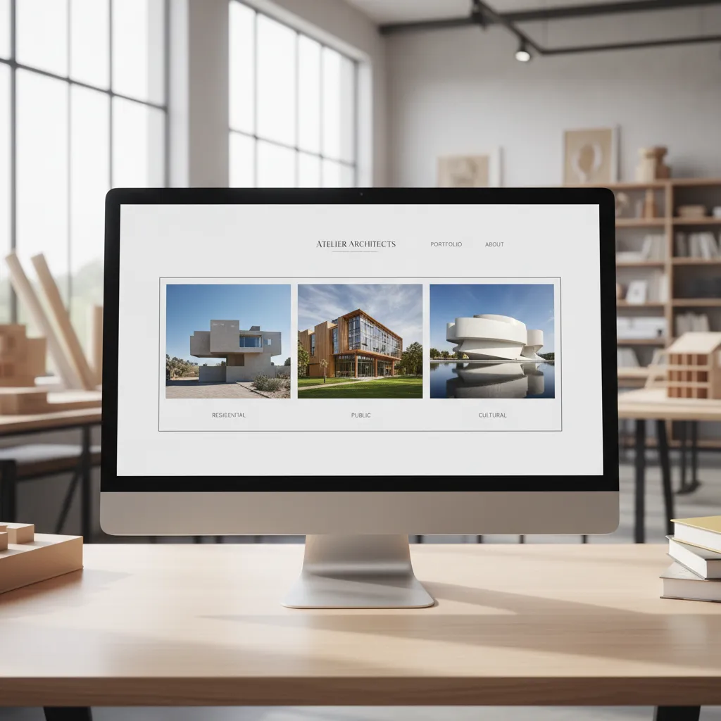Diseño de sitio web de arquitectura con proyectos visuales