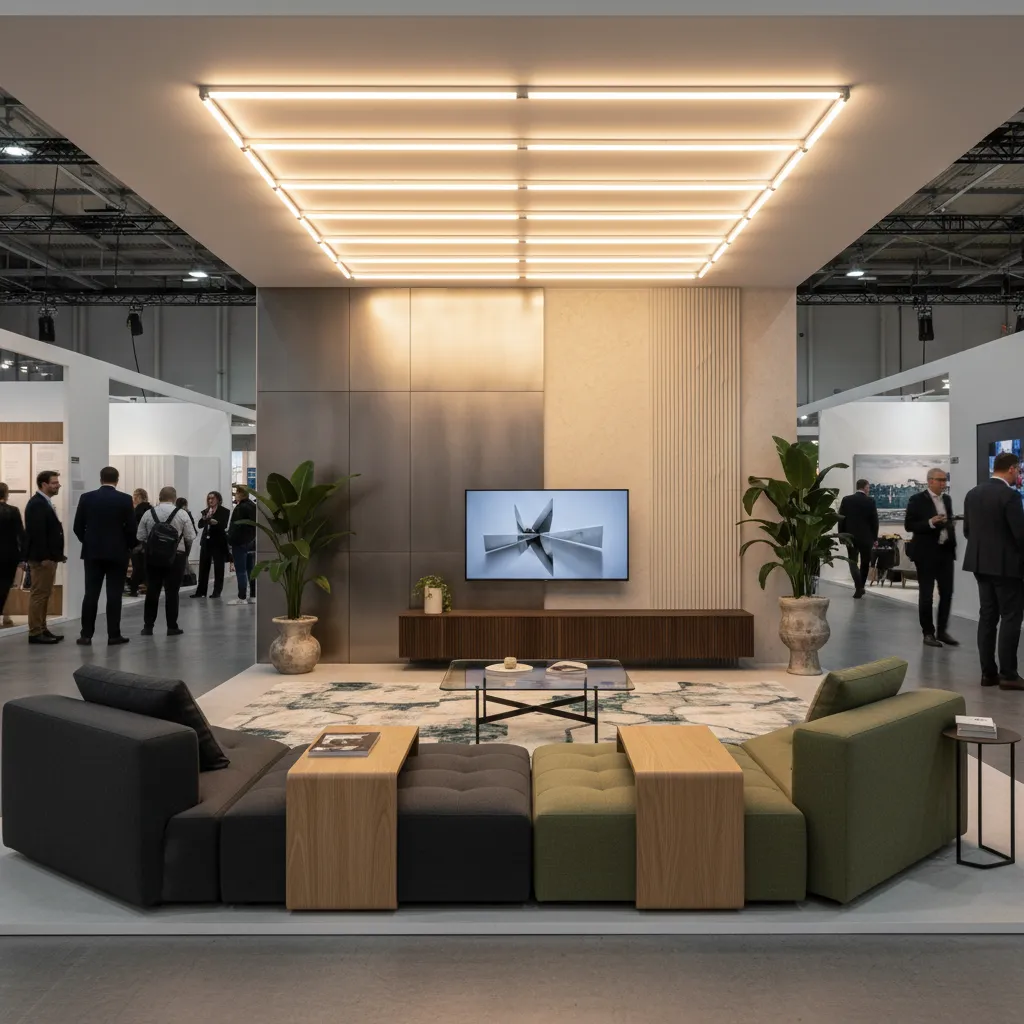 Espacio de exposición con tendencias de diseño interior contemporáneo