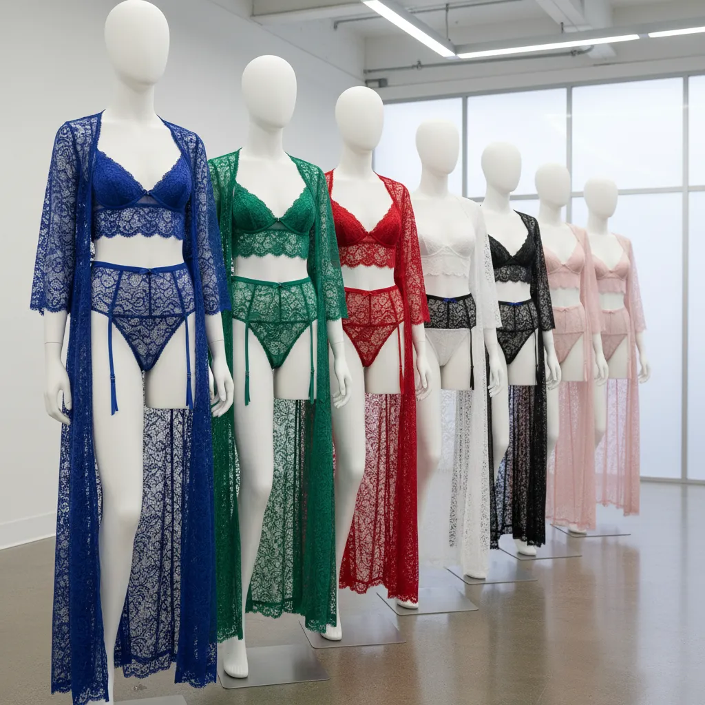 Colección moderna de lencería de encaje en diferentes colores