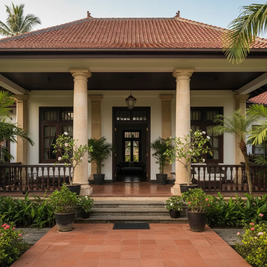 Teras luas rumah kolonial Belanda