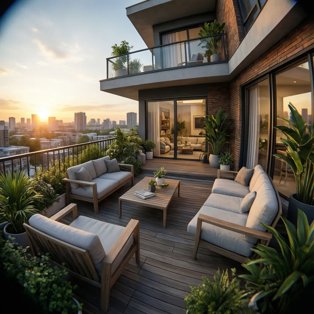 Terraza en el tercer piso de una casa moderna