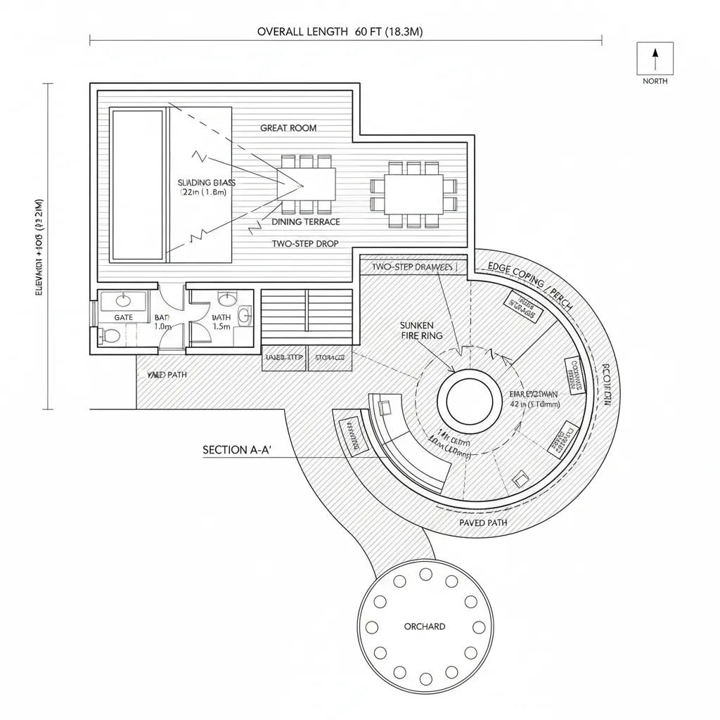 Terraced Backyard with Sunken Fire Ring