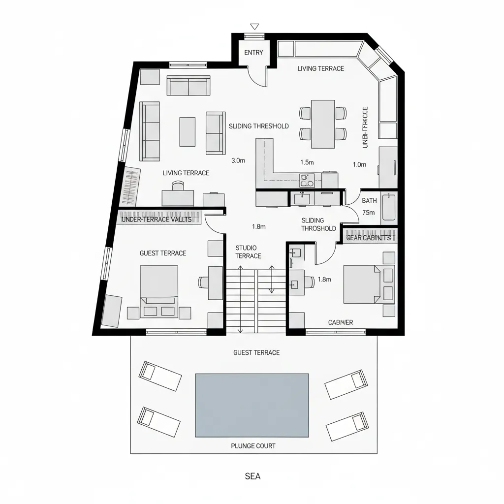 Terraced Living Stack Facing the Sea