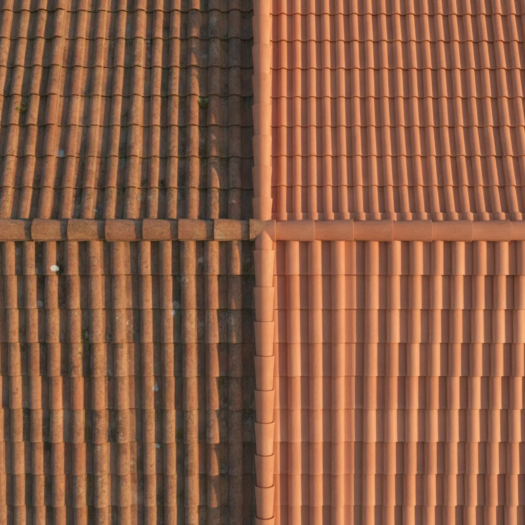 Visual comparison between synthetic and real terracotta roof textures