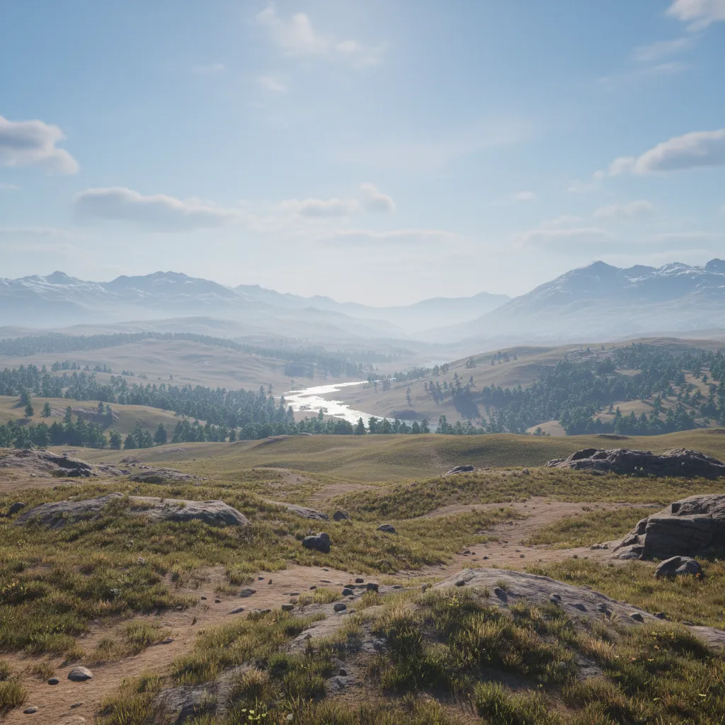 terrain LOD levels showing high detail near camera and simplified terrain in distance