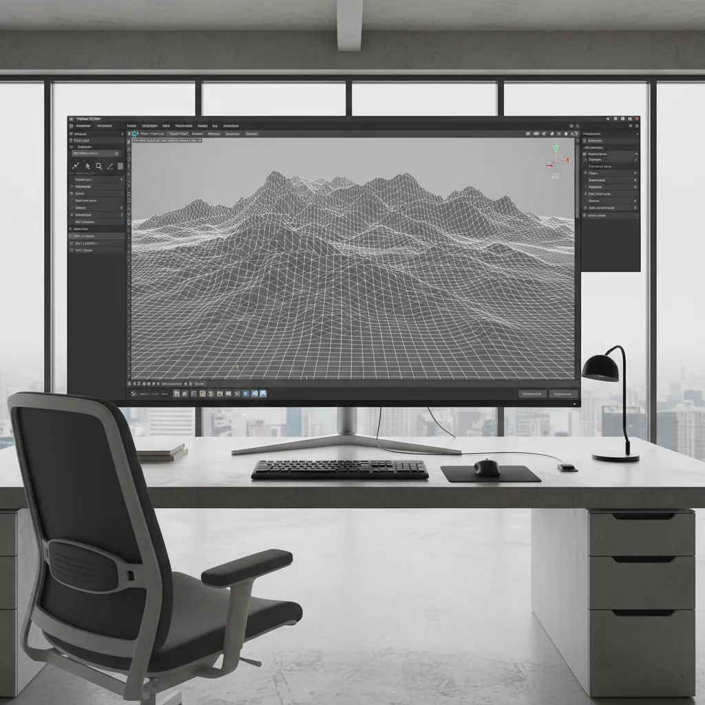 large terrain mesh with import errors inside a game engine viewport
