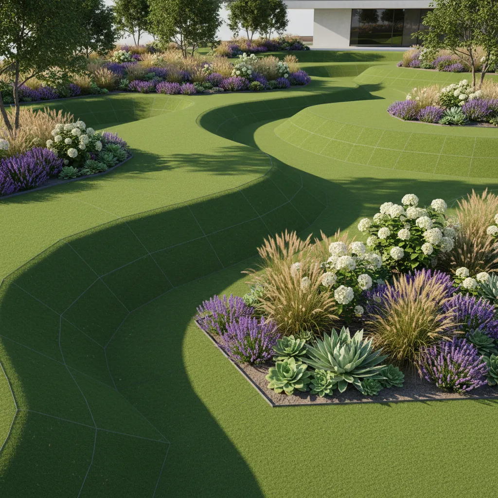 Simplified terrain mesh used in optimized landscape rendering workflow
