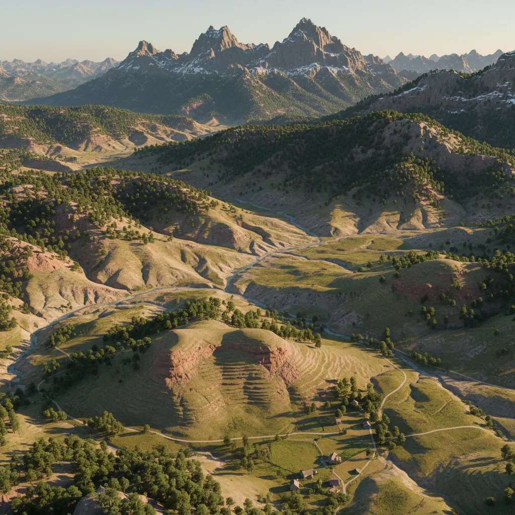 overview of different terrain creation styles in a 3D landscape environment