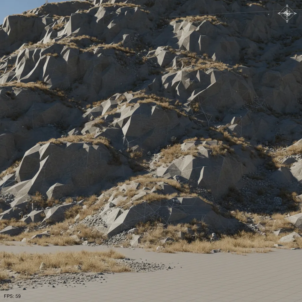 terrain surface with visible shading artifacts caused by broken normals