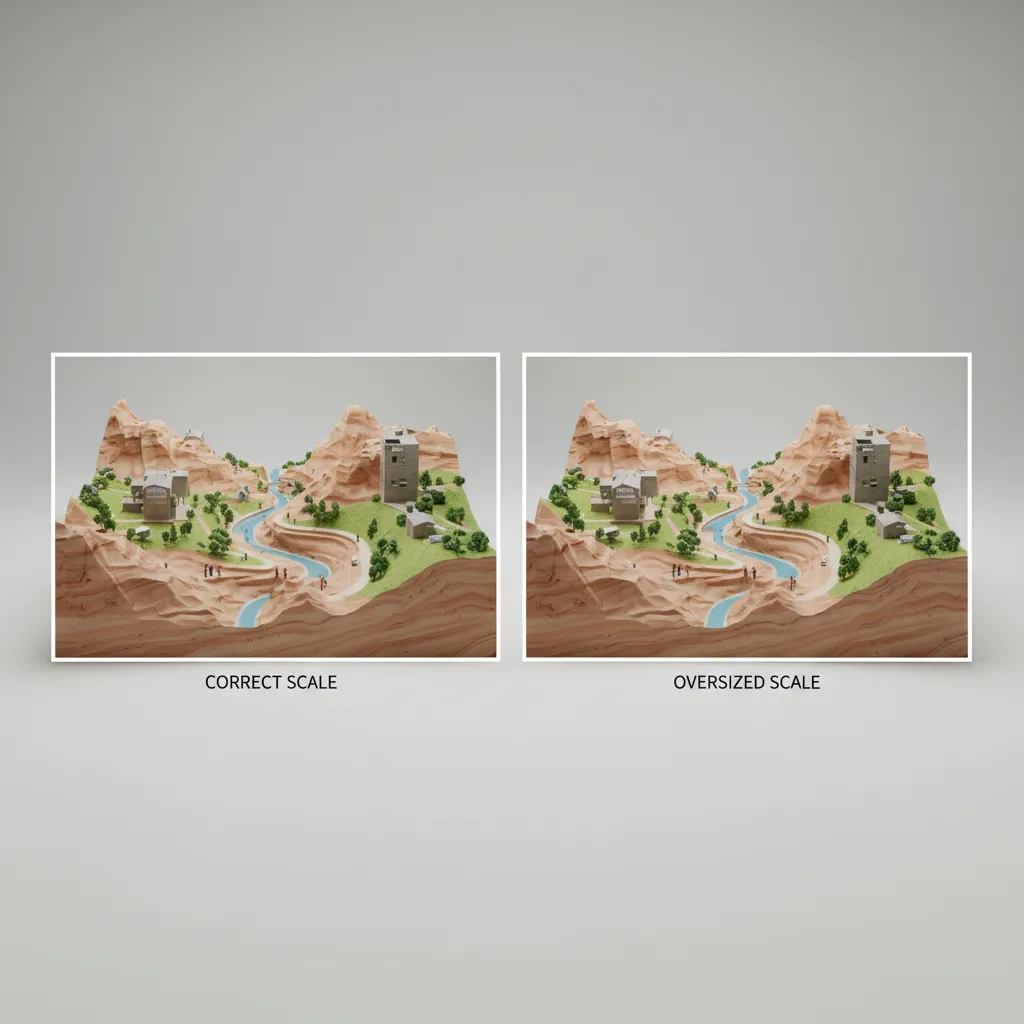 diagram showing terrain scale mismatch between 3D software and game engine