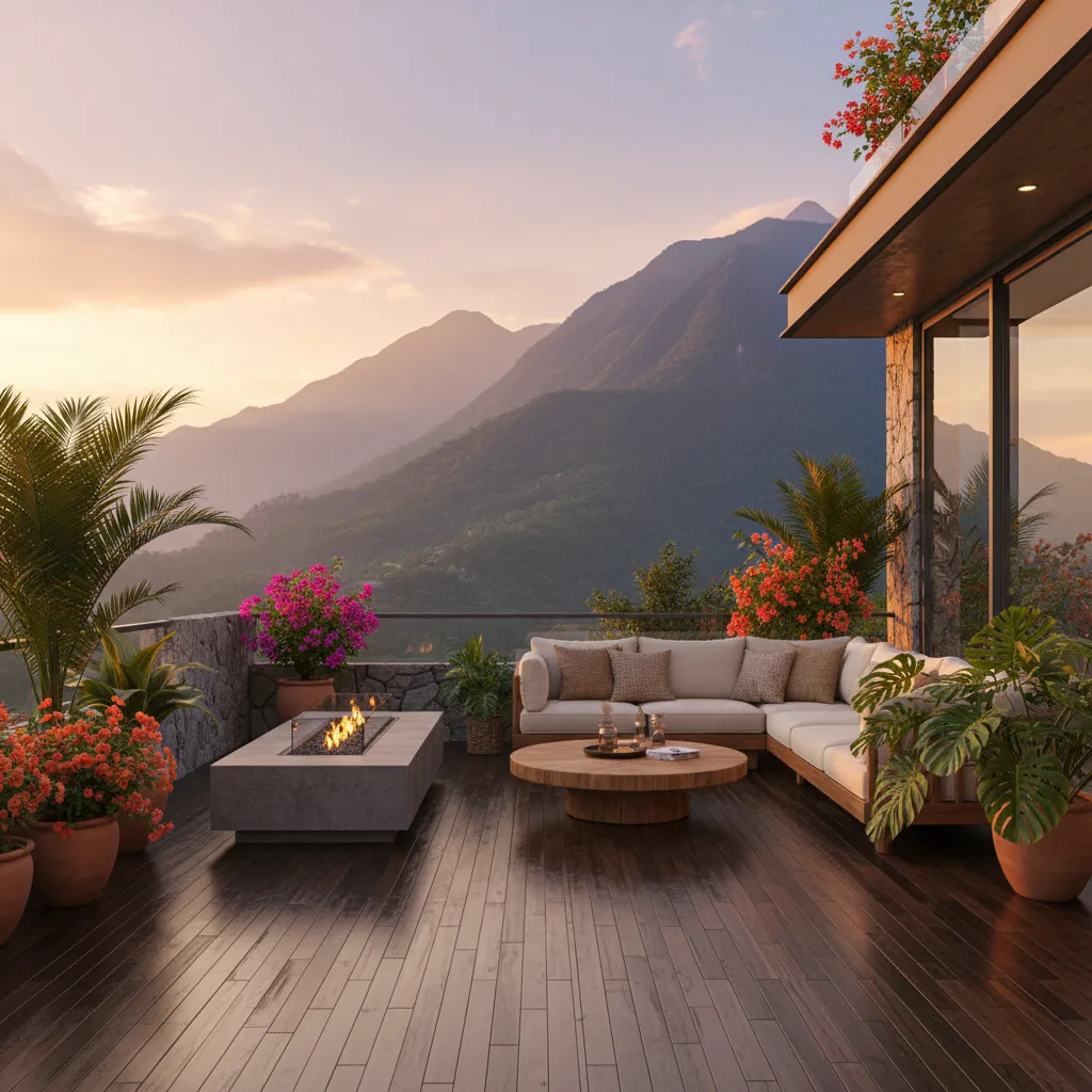 Terraza residencial con vista a paisaje montañoso en Guatemala