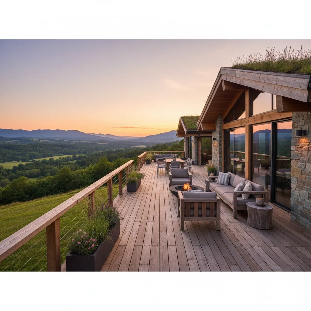 Terraza panorámica de una casa construida en una ladera