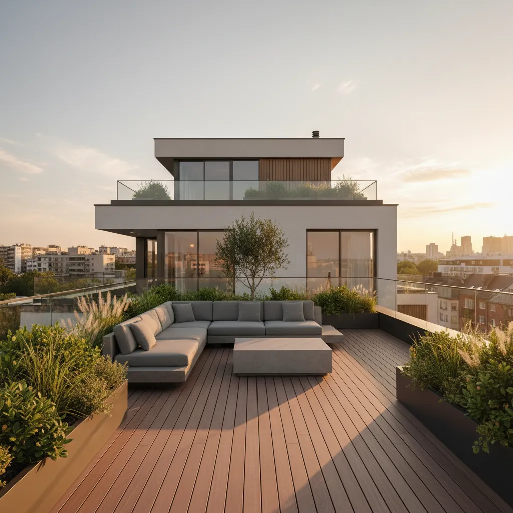 Terraza en el tercer piso de una casa moderna