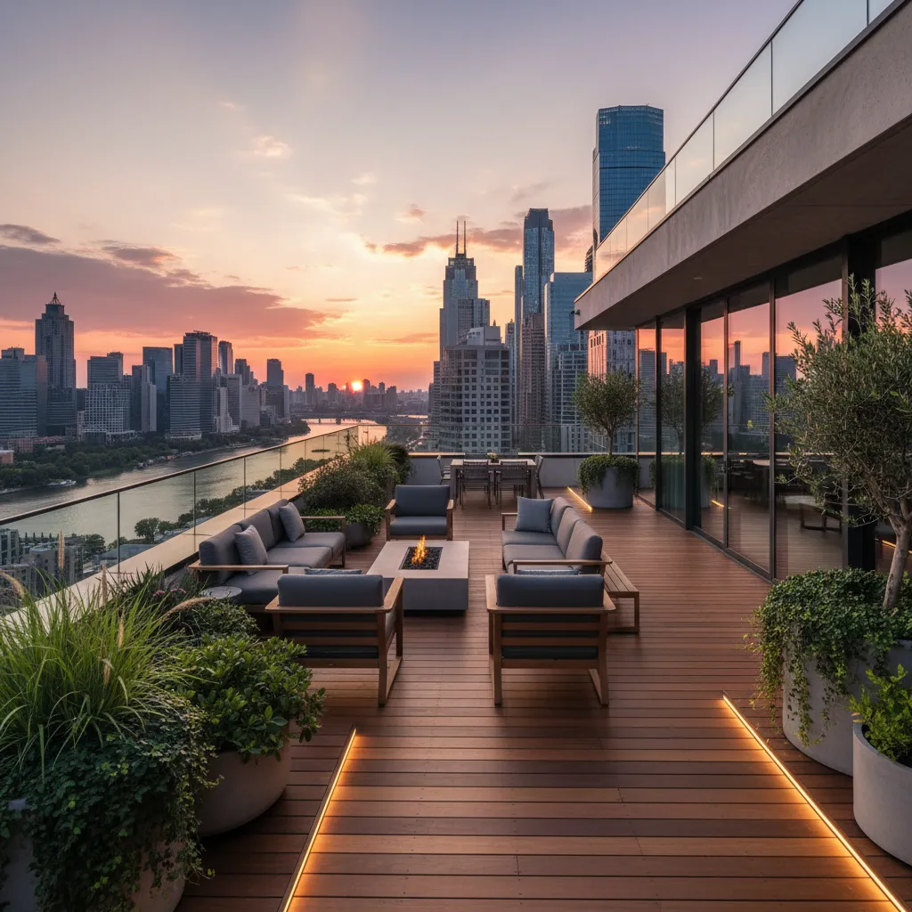 Terraza en el tercer nivel de una casa moderna