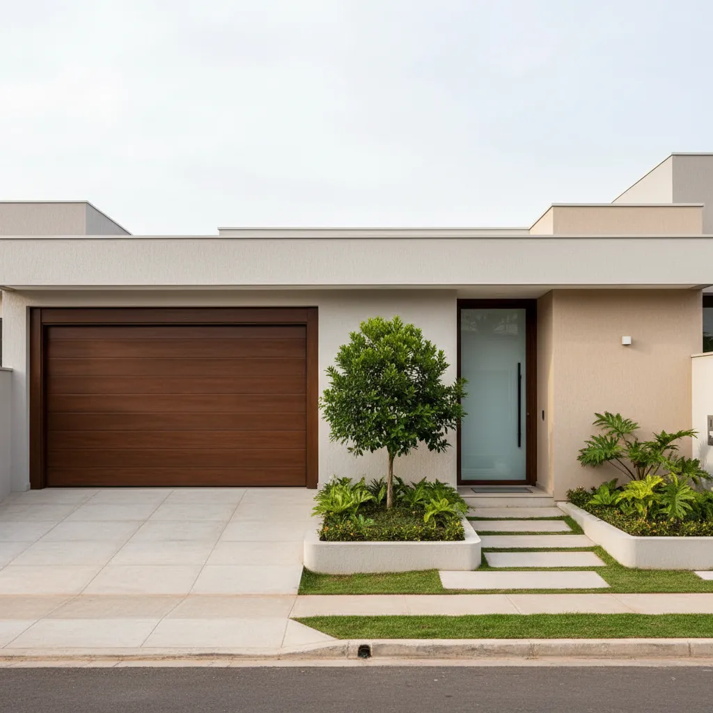 Casa moderna construída em terreno residencial 10x20 com fachada simples