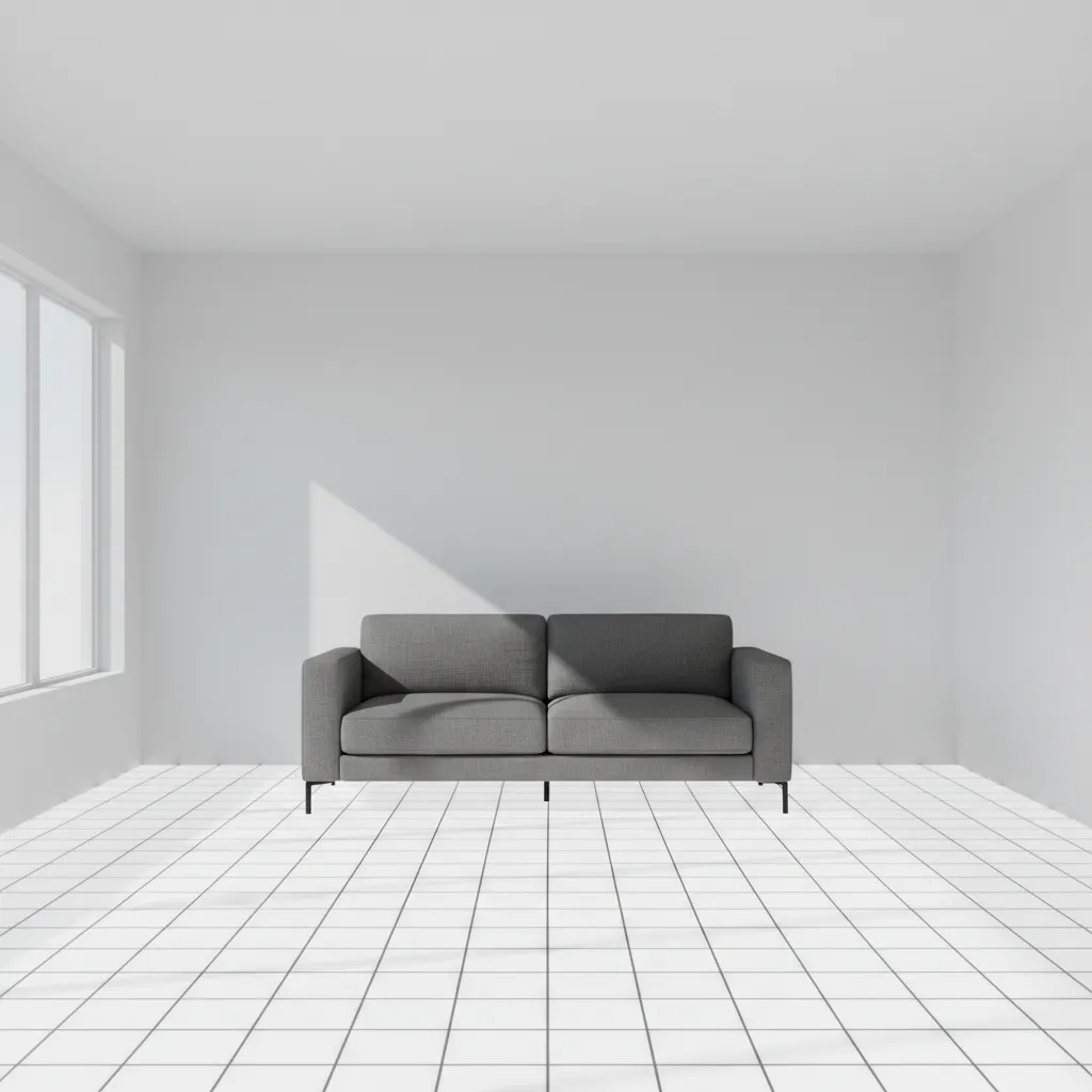 Testing a newly imported furniture model inside a simple interior layout scene