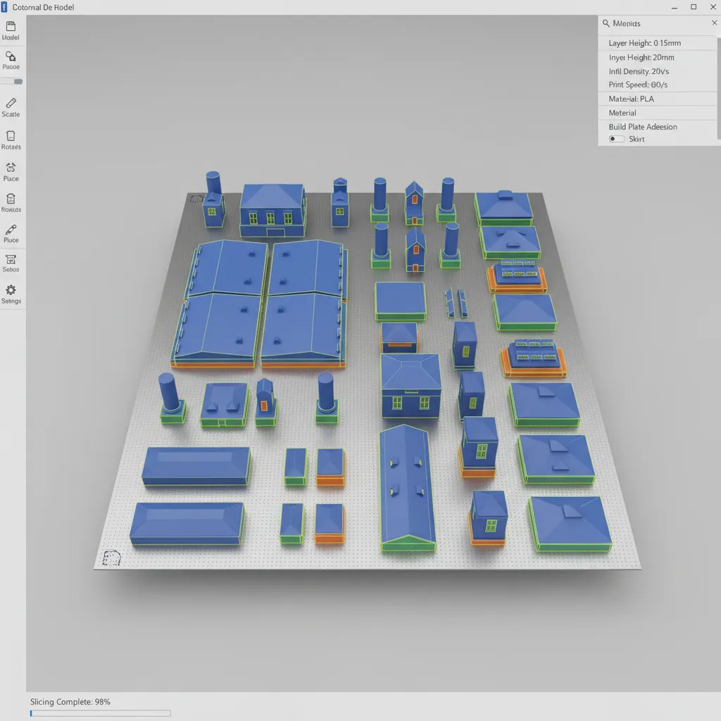 digital preview of segmented 3D model parts prepared for printing