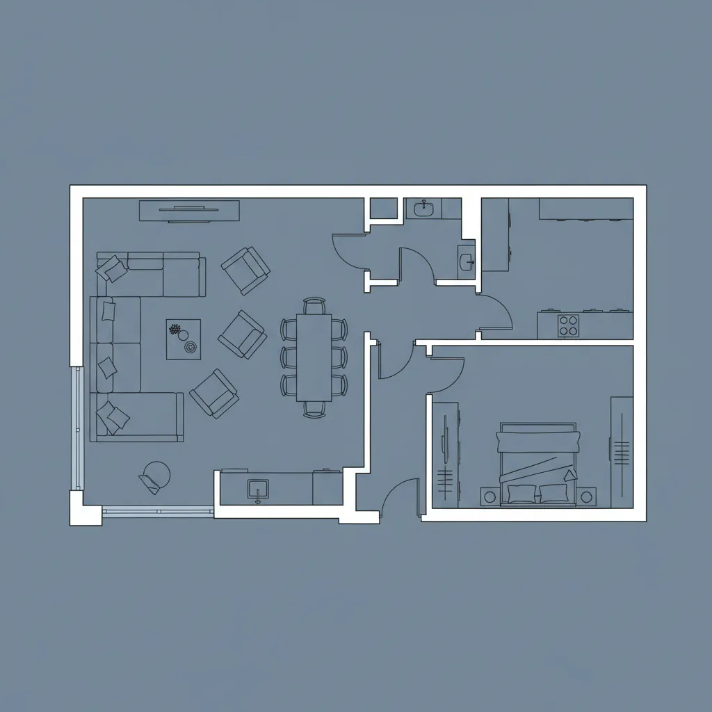 2D floor plan with furniture placement showing layout planning
