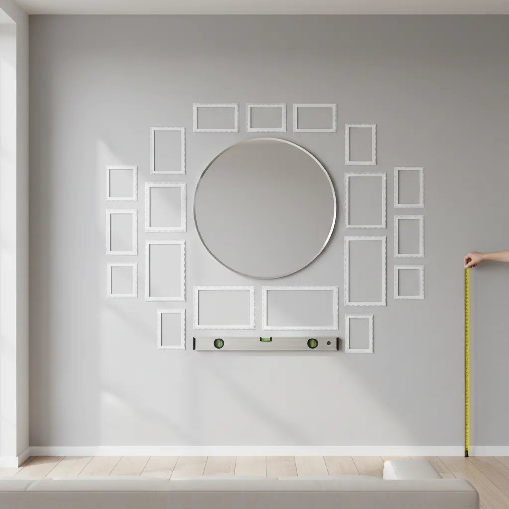 paper templates used to test mirror gallery wall layout