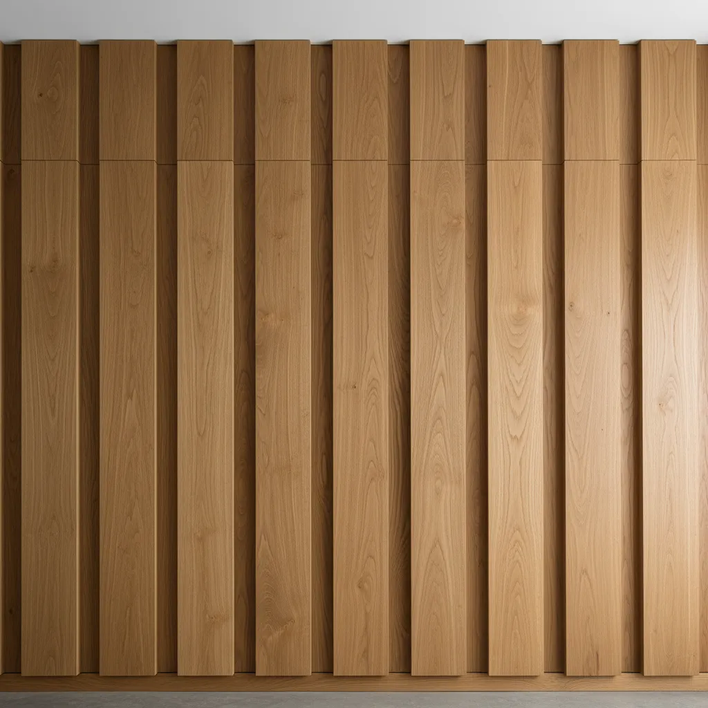 Detalle de pared interior con paneles de madera natural