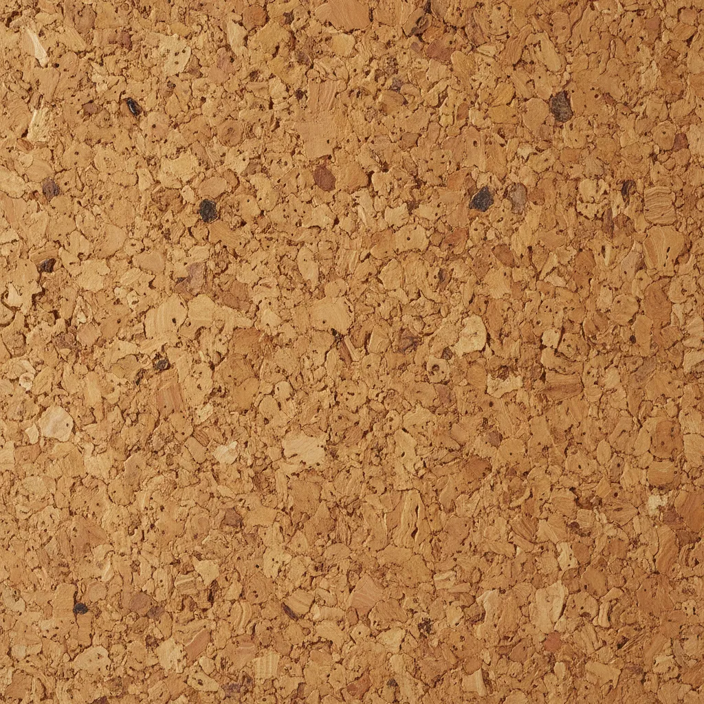 Detalle de la textura natural de paneles de corcho en pared interior