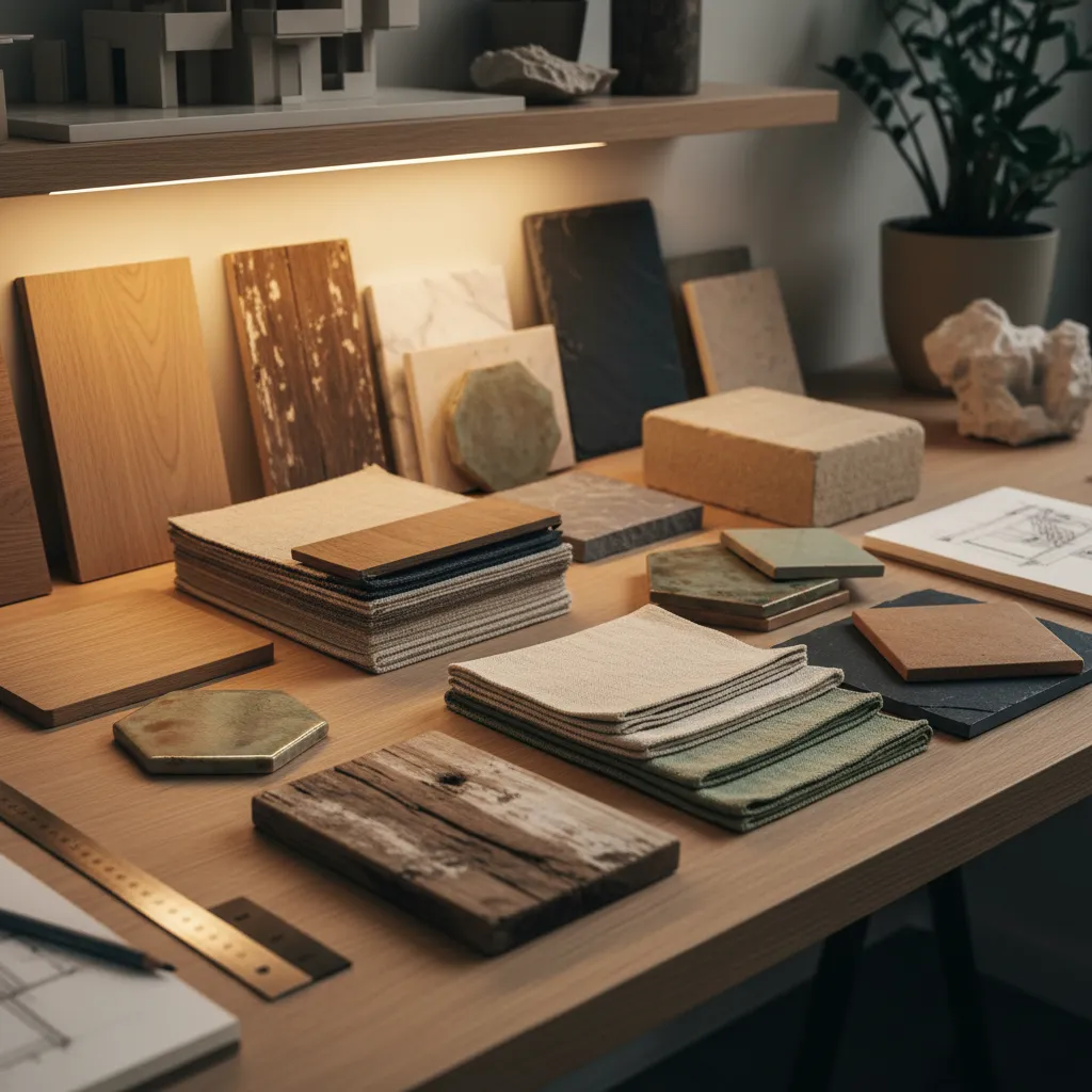 Detalle de texturas en materiales decorativos de interior