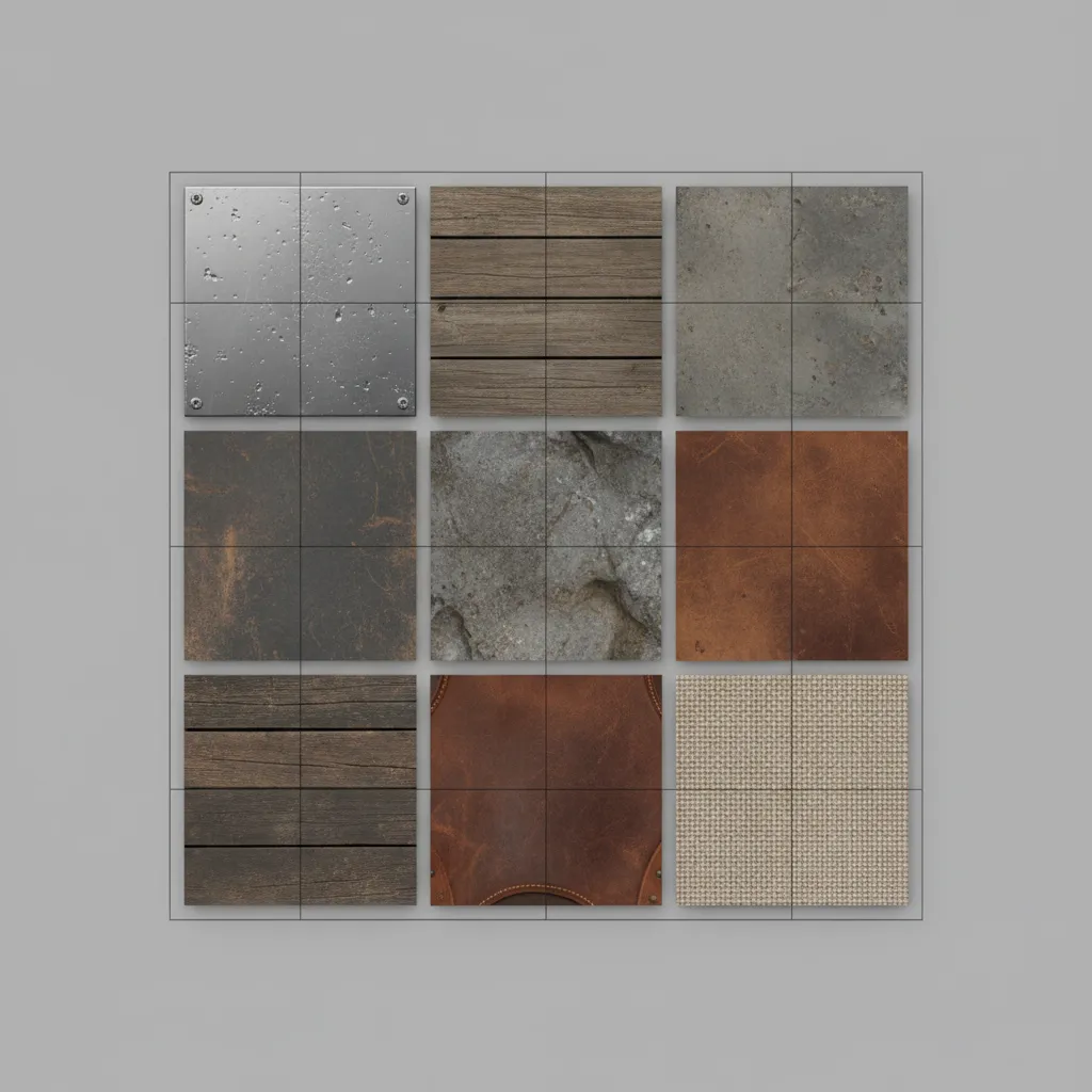 texture atlas and optimized material maps used for improving 3D asset performance