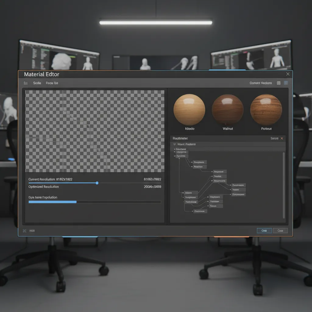 comparison of large texture maps and optimized smaller textures in design software