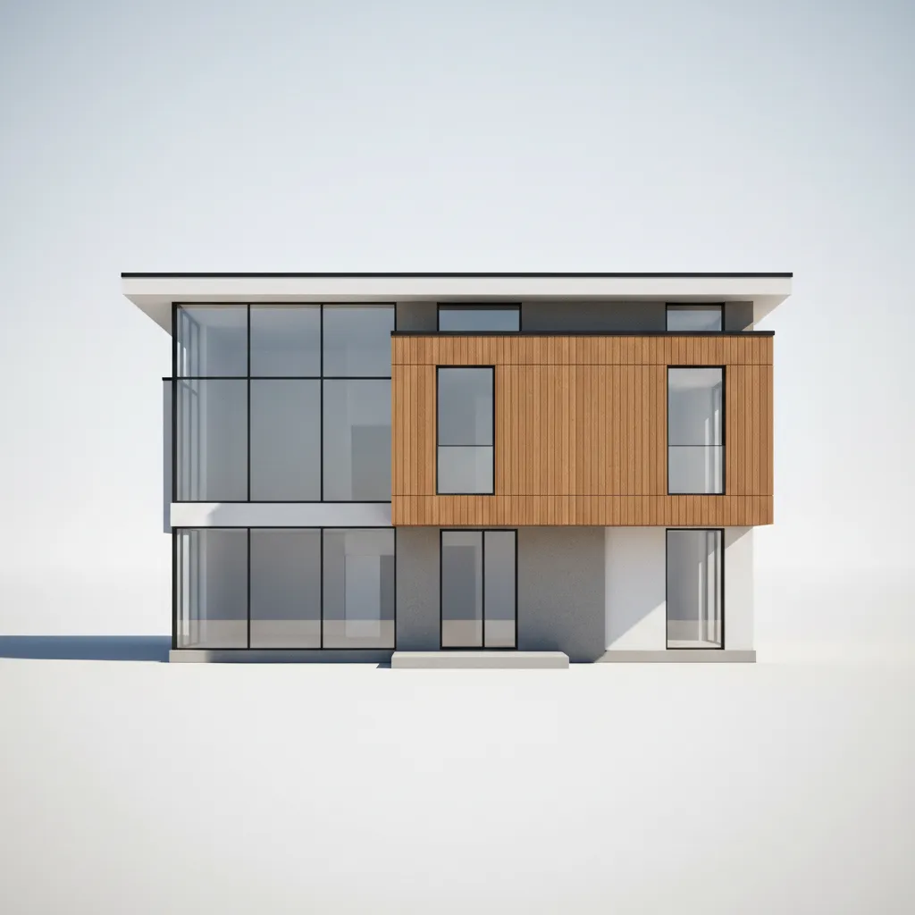 Realistic textured 3D house model with lighting and materials