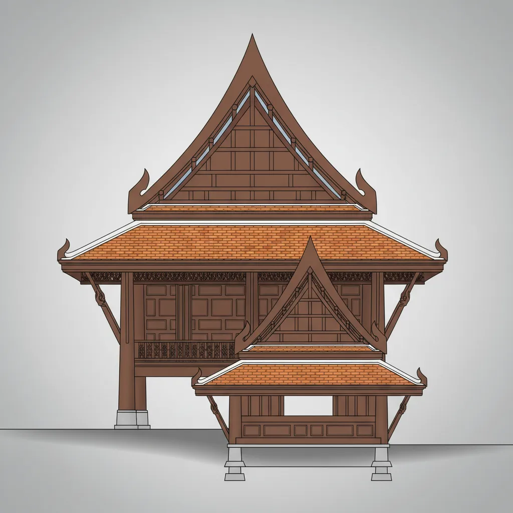 Sơ đồ cấu trúc mái Thái trong thiết kế nhà 2 tầng