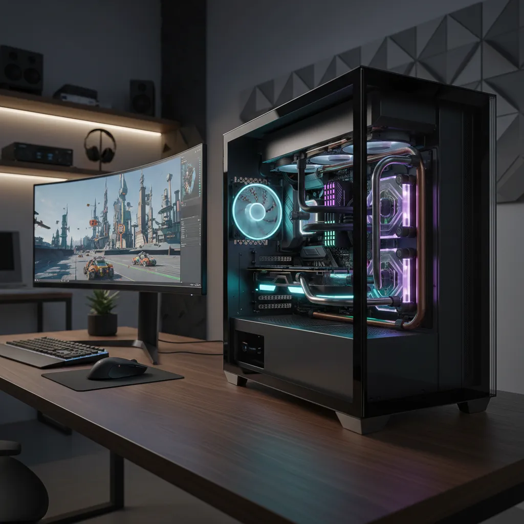 High end workstation PC with Threadripper CPU used for professional rendering