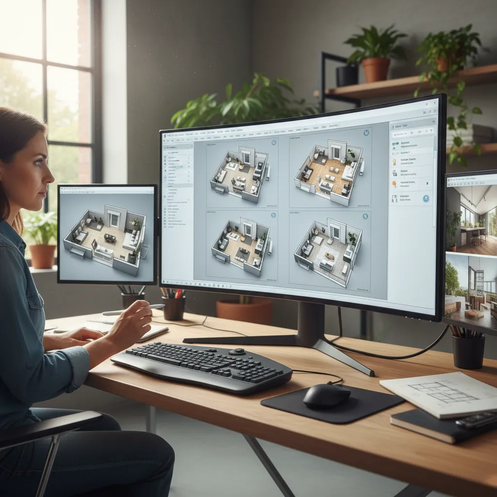 designer testing multiple 3 bedroom floor plan layout variations in a 3D planning interface