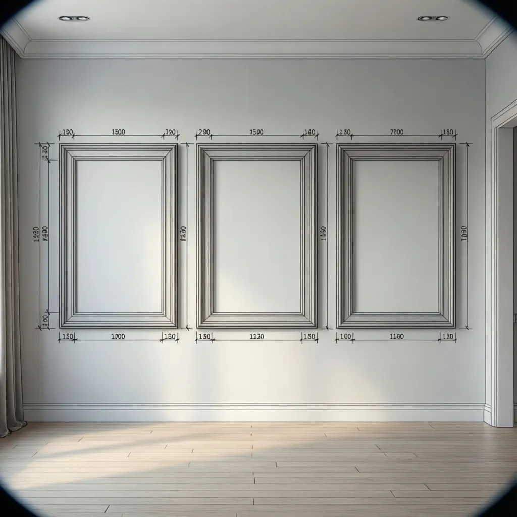 Diagram showing proper spacing and alignment for three wall frames