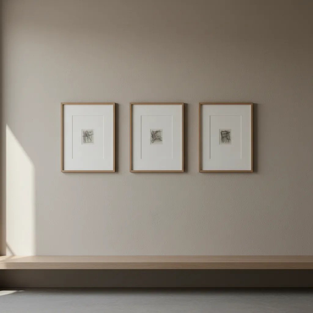 example of three picture frames styled as a wall composition