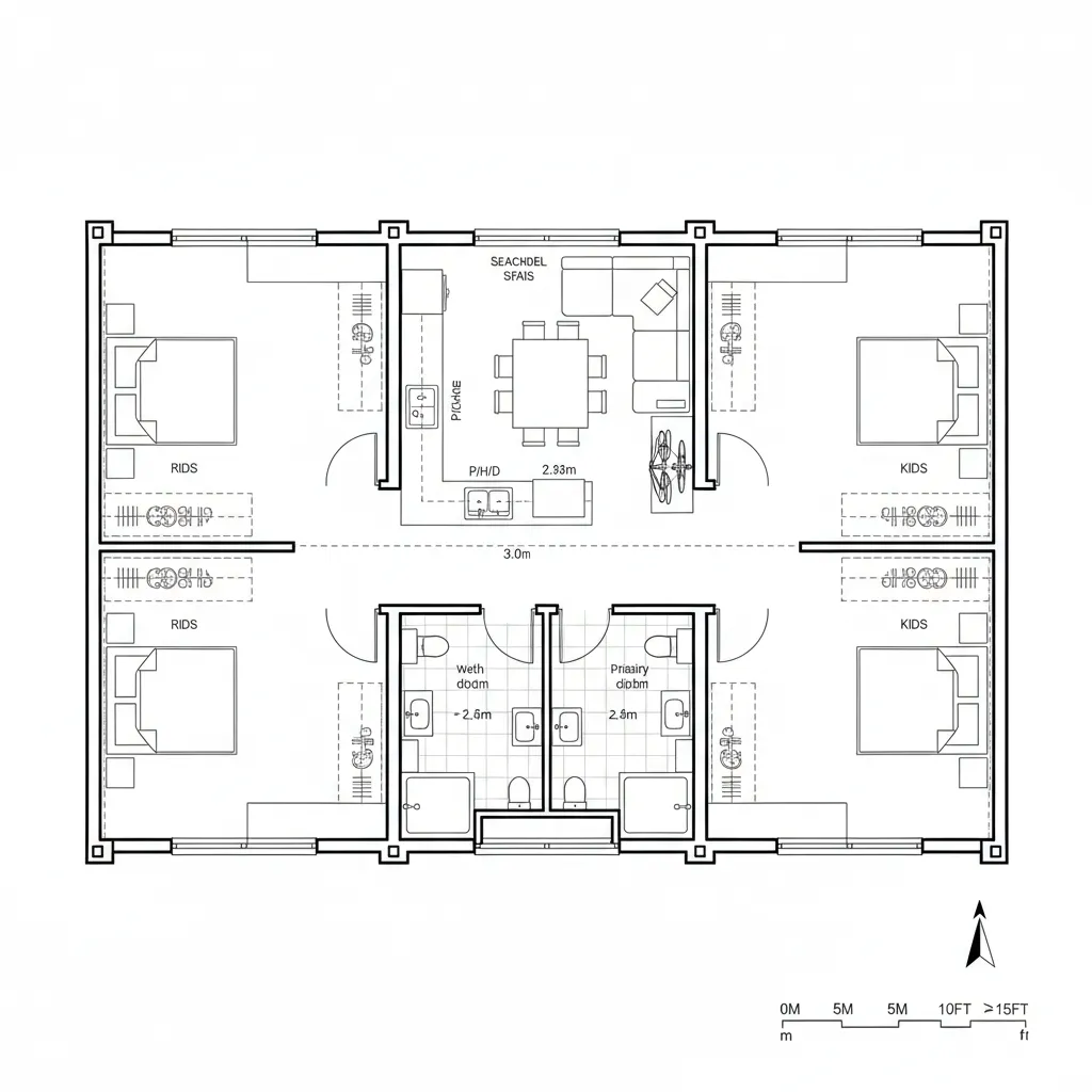 Three-Module Rail: Central Utility Spine