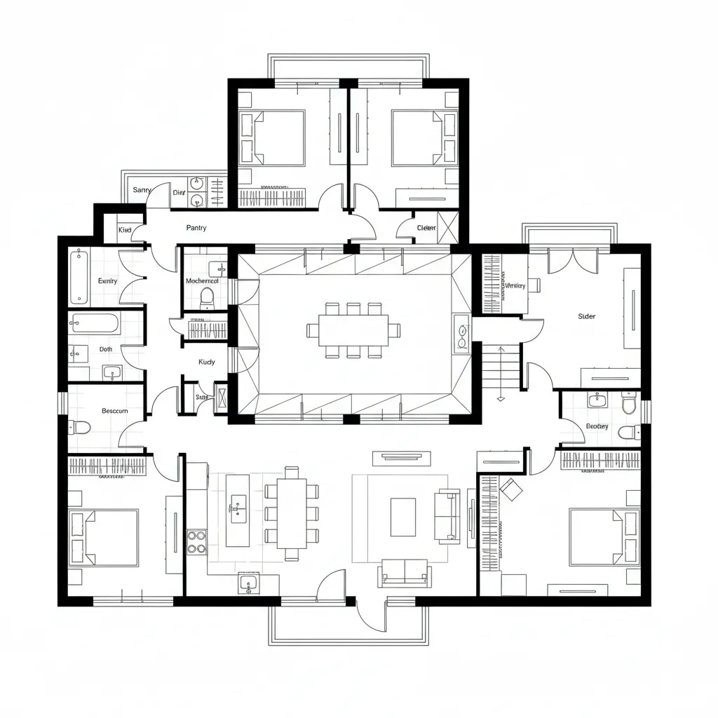Three-Wing Courtyard Spine