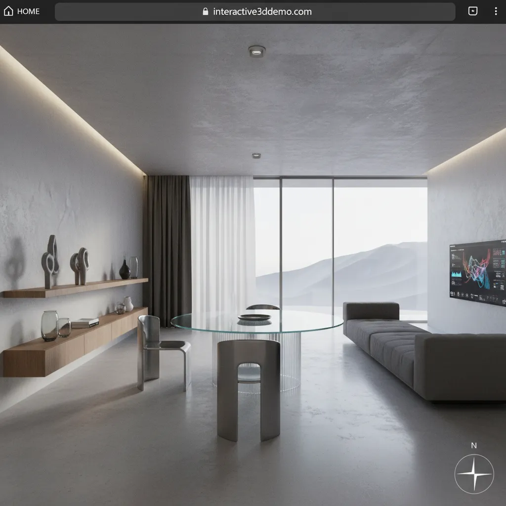 Interactive 3D scene rendered in a browser environment