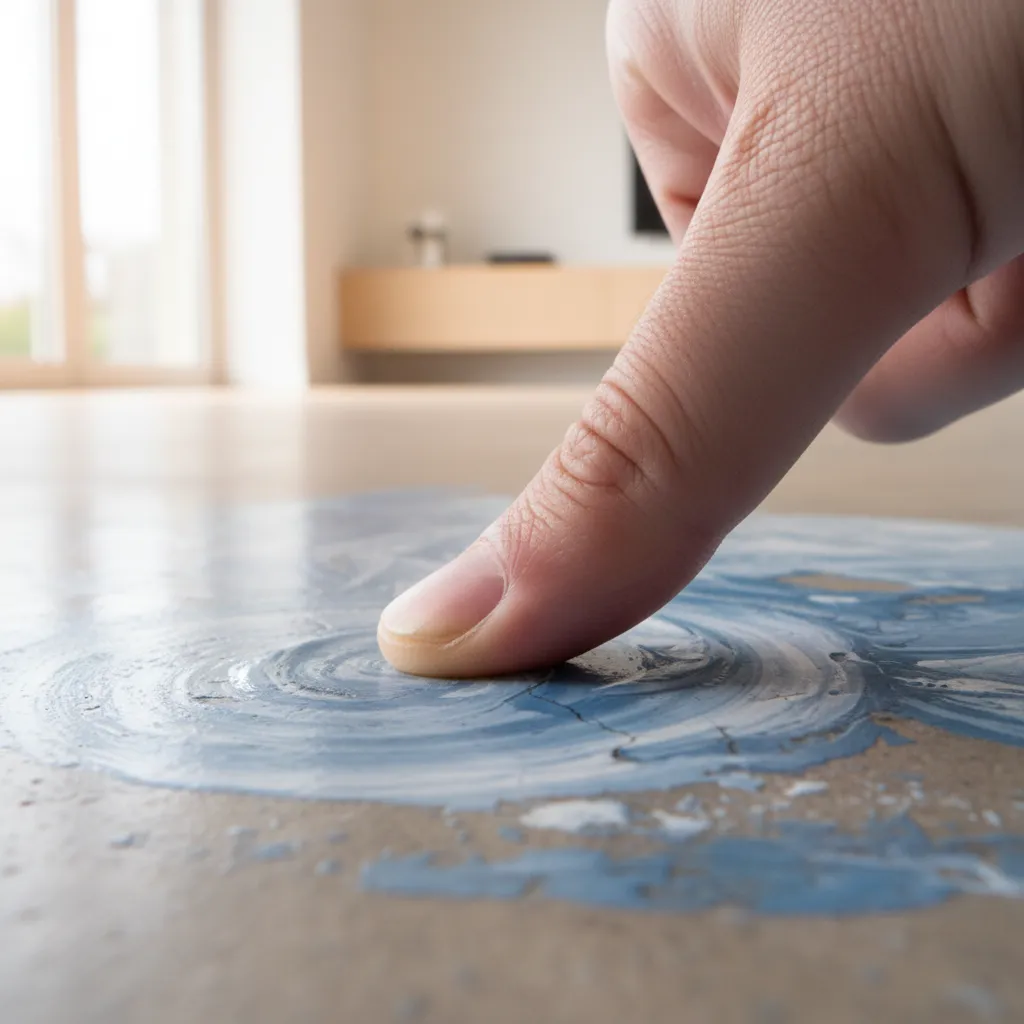hand performing thumb twist test on painted floor