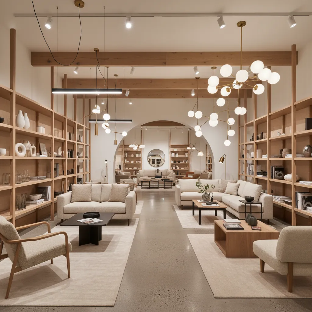 Tienda de decoración con muebles de diseño contemporáneo