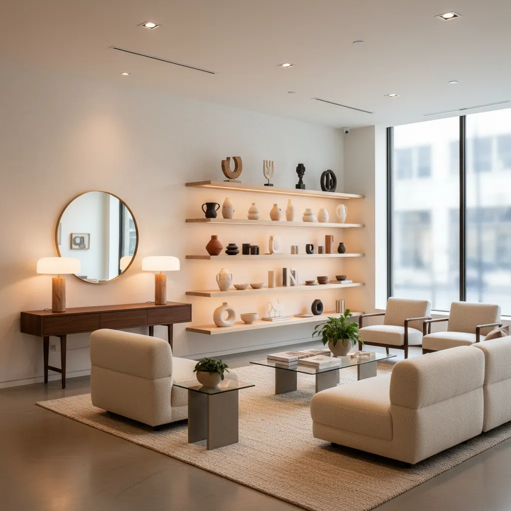 Boutique de decoración contemporánea con muebles y accesorios elegantes