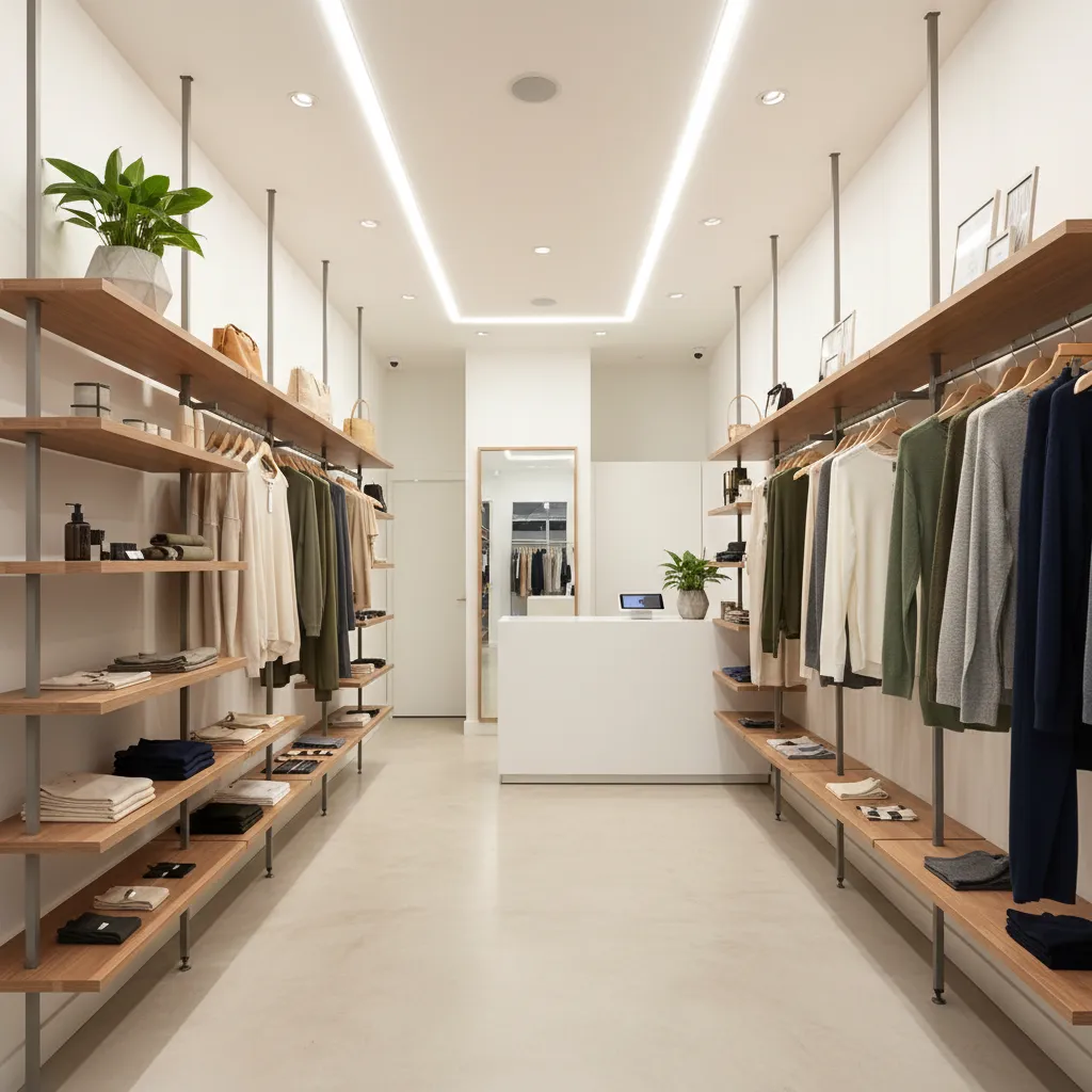 Pequeña tienda bien organizada con exposición vertical