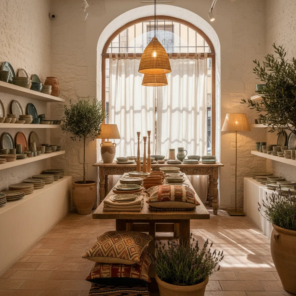 Pequeña tienda de decoración artesanal en el barrio del Born en Barcelona