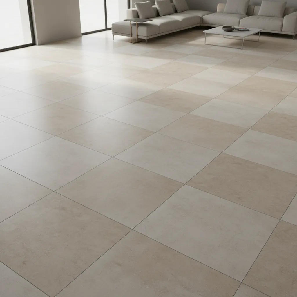 Floor tiles showing slight shade variation between batches
