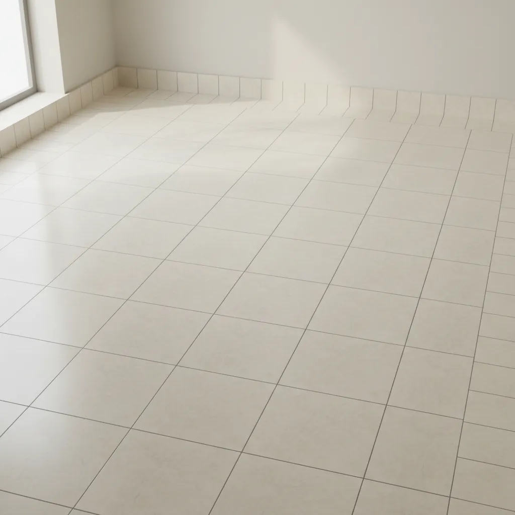 floor tile layout showing balanced edge cuts along walls